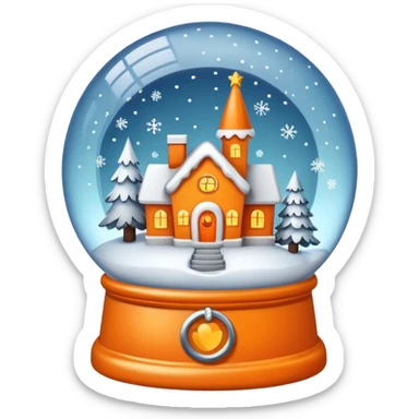 Orange Christmas village snow globe sticker