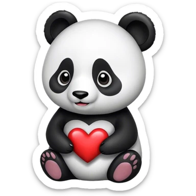 Panda with heart sticker