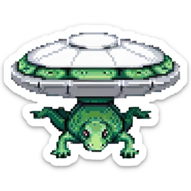 flying saucer abducting a crocodile sticker