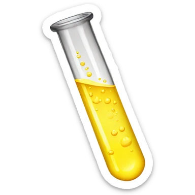 Test tube filled by yellow liquid sticker
