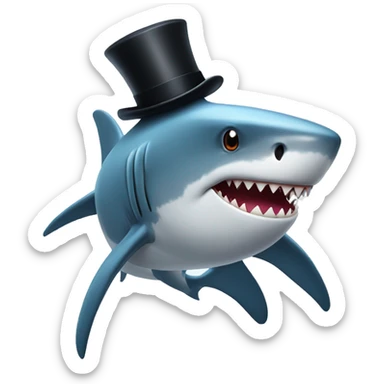 Shark with a top hat sticker