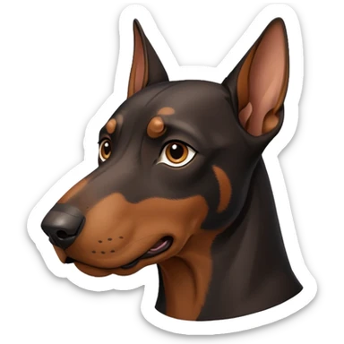 doberman's face, discord style emoji, simple, bold lines, expressive sticker