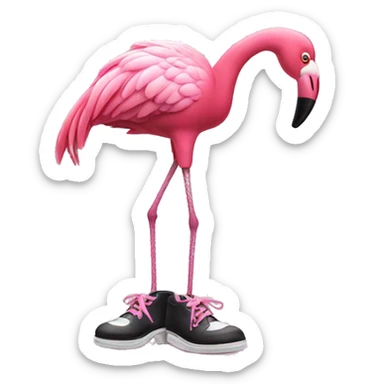 A pink flamingo with tap-dancing shoes sticker