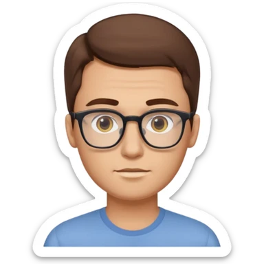 a young dad with brown hair, light yellow skin color, small eyes with rectangular glasses, without beard sticker