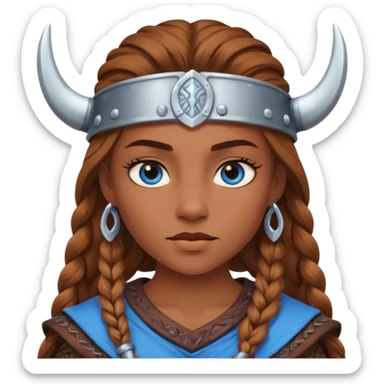 Viking female brown skin slave with blue eyes  and no helmet  sticker