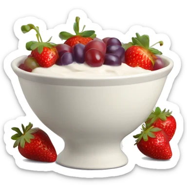 fruit yogurt bowl with strawberries and grapes and cream sticker