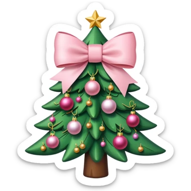 Light Pink bow Christmas tree  sticker