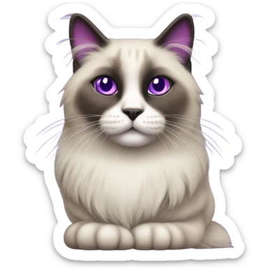 Seal point Ragdoll cat with dark face. The cat is sitting on top of a purple unicorn. sticker