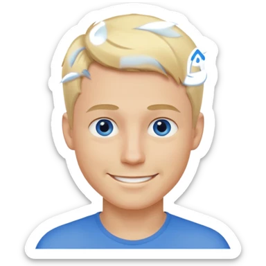 Männlich,blaue schmale augenBlonde kurze Haare, leicht durchtrainiert sticker