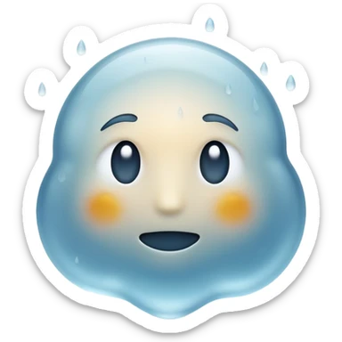 An emoji of foggy condensation on a glass surface. A slightly blurred, misty texture with some clear streaks where fingers have drawn or wiped. Soft, cool-toned colors to represent moisture and fog effect sticker