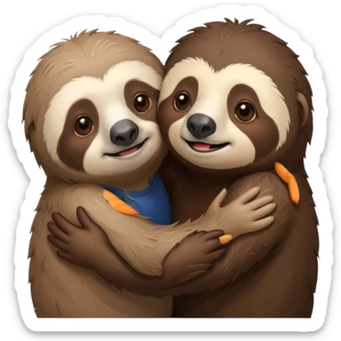 a sloth and a bear hugging sticker