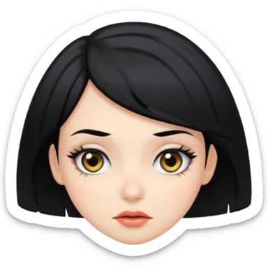 dramatic girl black hair rolling her eyes sticker