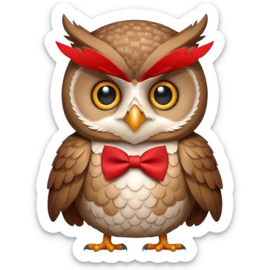 cool happy owl with bowtie on head  sticker