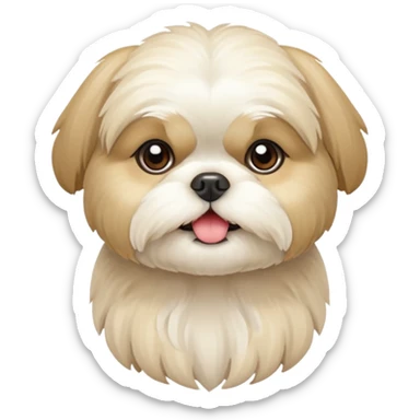 generame la imagen de un perrito raza chitzu de color cremita, totalmente cremita sin esos colores marron oscuro en su cara sticker