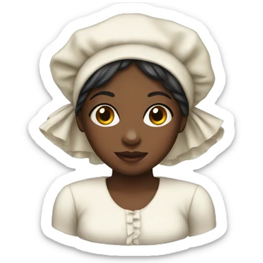 Black girl wearing a silk bonnet for bed sticker