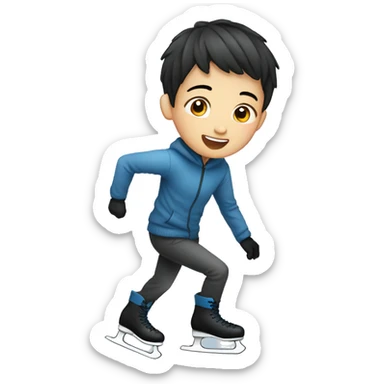 Ice skating boy asian sticker