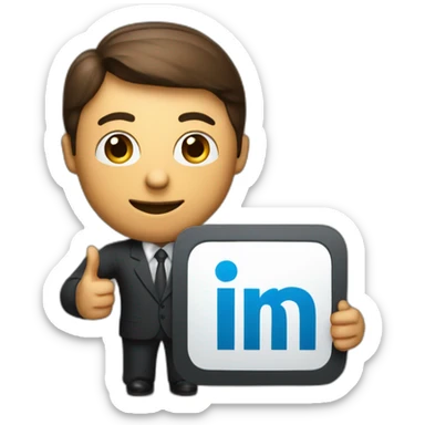 a business manager holding the linkedin logo in his hands sticker