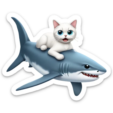 Ragdoll cat riding a shark  sticker