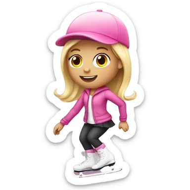 Blonde girl with a pink hat skating sticker