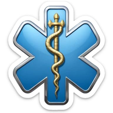 simple blue medical star of life symbol with rod and snake emblem sticker