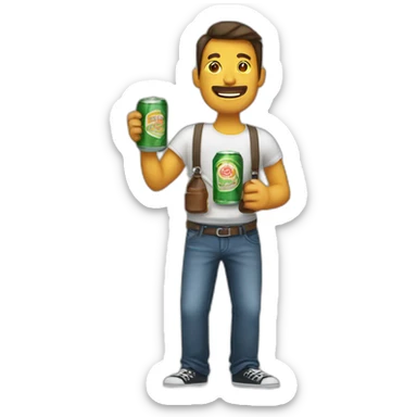 man with beer cans instead of arms sticker