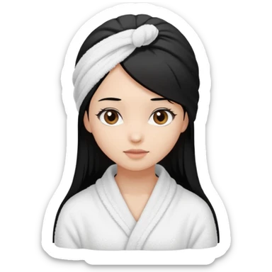 Menina de cabelo liso médio preto com olhos castanhos puxado com toalha de banho  sticker