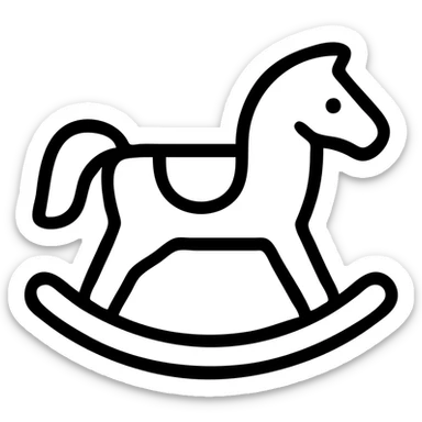 rocking horse, clean and simple icon style, minimal details, clear silhouette, suitable for app icon sticker