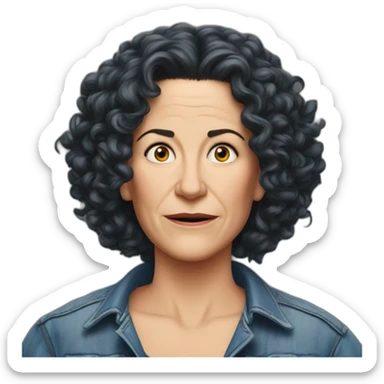 Susie Essman, annoyed, wearing all denim sticker