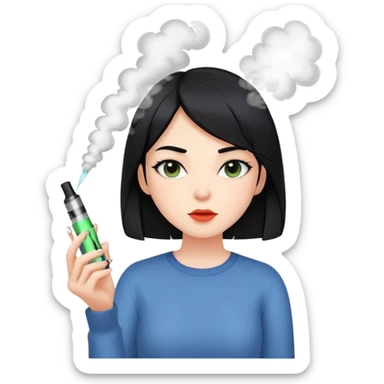 straight black hair girl with vape sticker