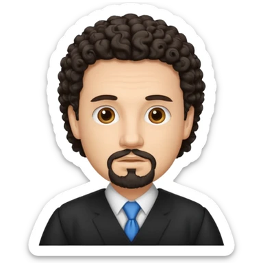 Create a white man with curly dark hair and Goatee lawer sticker