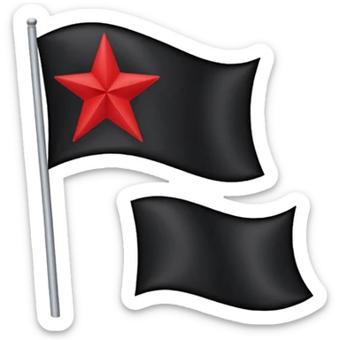 A black flag with a red star and a white line running through the middle of the star. sticker