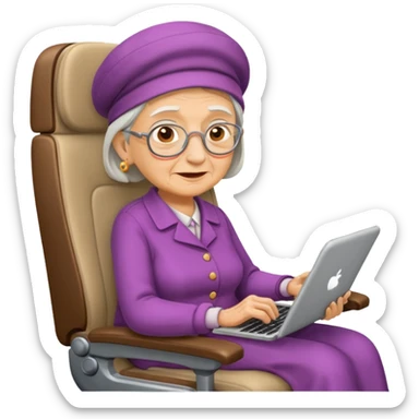 old woman passanger in plane seat sticker