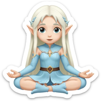 small elf girl long white hair light blue outfit sitting down sticker