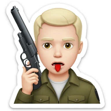 Depressed guy with a gun in his mouth sticker