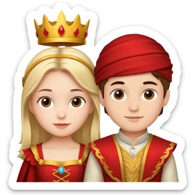 crie uma imagem com duas crianças fantasiadas brincando, um menino e uma menina, descontraidos sticker