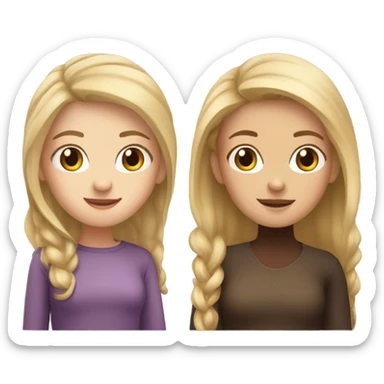 Girl with blonde hair and girl with brown hair  sticker