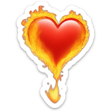 Love heart in fire sticker