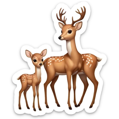 Deer in the woods with a fawn sticker