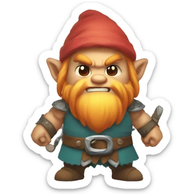 little cute kawaii angry colored dwarfs sticker