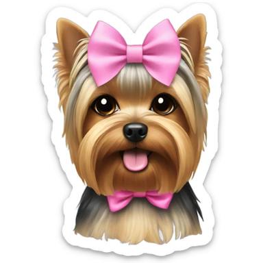 Yorkie with a pink bow sticker