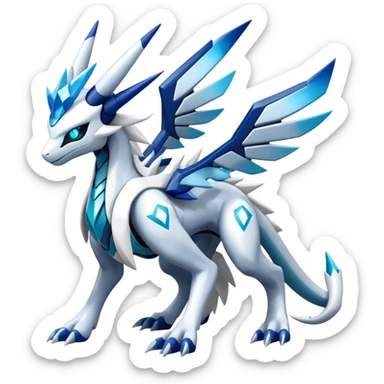 Futuristic Kyurem-reshiram-Glaceon-dialga-suicune-hybrid, full body sticker