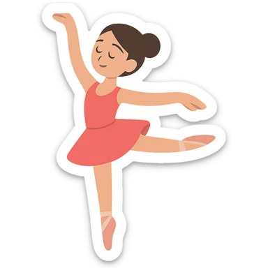 flat toon style ballet dancing girl sticker