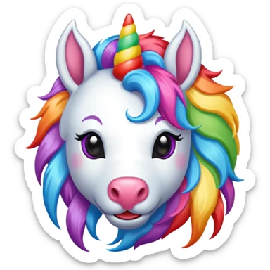 Rainbow colored unicorn with clown nose sticker