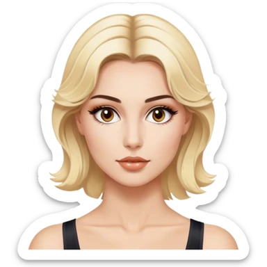 Blonde model with brown eyes, 1980's Pilates, luxury makeup sticker