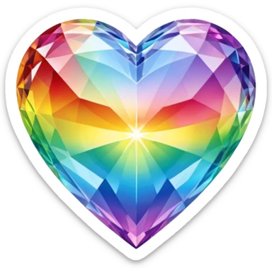 crystal heart emoji, rainbow colors, prismatic, light reflections sticker