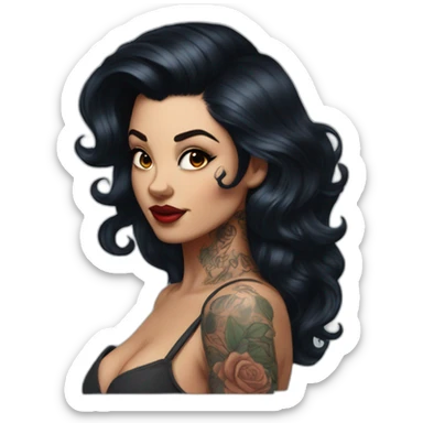 Pinup dark hair and tattoos sticker