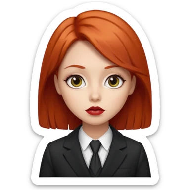 red haired girl, with thick lips, big eyes and she looks like an attorney sticker