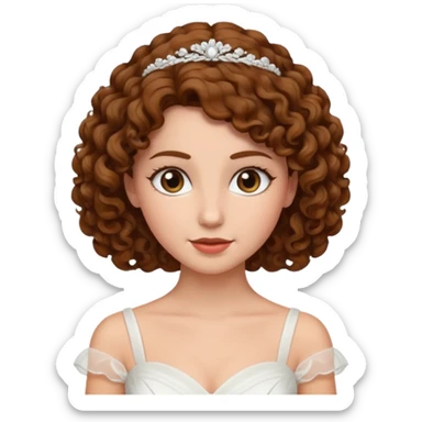 A bride with a curly brown hair sticker