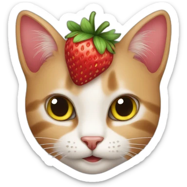 Cat strawberry sticker