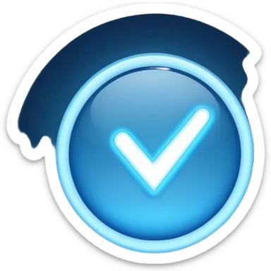 Blue light circle and the white tick inside the blue light circle sticker